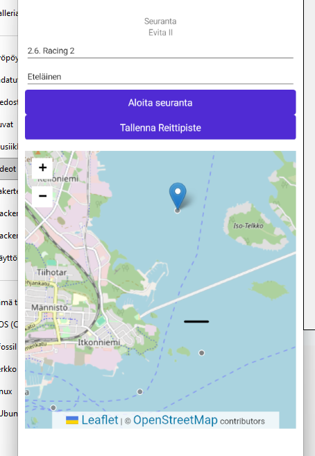 Reitti näytöllä