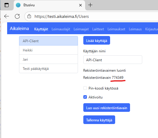 Kirjautuminen